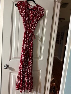 Red Floral Wrap Maxi Dress - Elegant Women’s Summer Dress